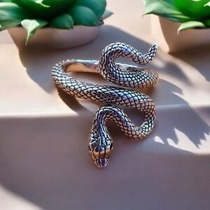 .925 Silver Snake Adjustable Ring